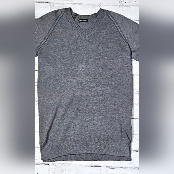 FHQ Collection Gray V-Neck Longline Knit Sweater Dress Size Small - Picture 5 of 9